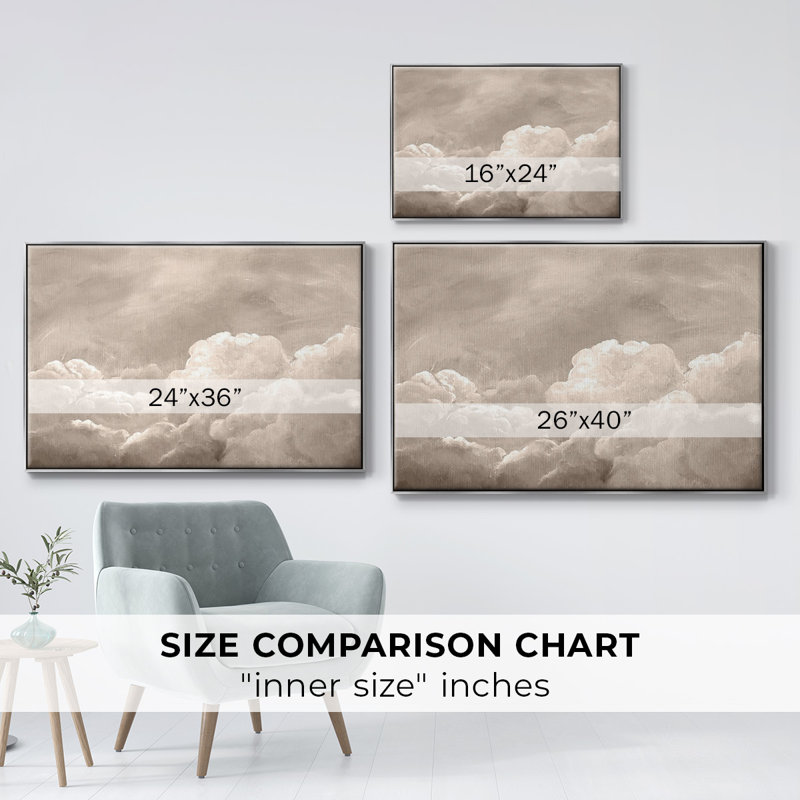 «Painted Clouds I», reproduction d'art sur toile, H 27 po x l 41 po x P 2 po, Argent