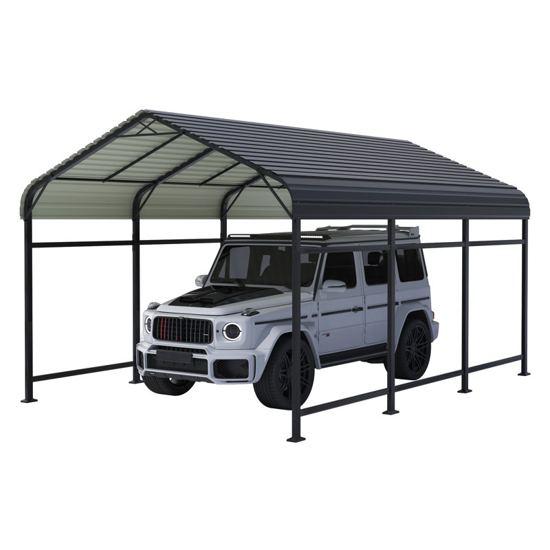 10 Ft. W X 15 Ft. D Heavy Duty Carport With Galvanized Steel Roof, 102.3" H x 118.5" W x 178" D
