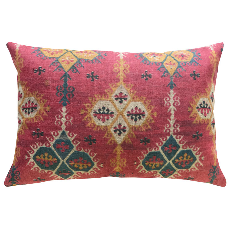 Ikat Geometric Linen Reversible Throw Pillow