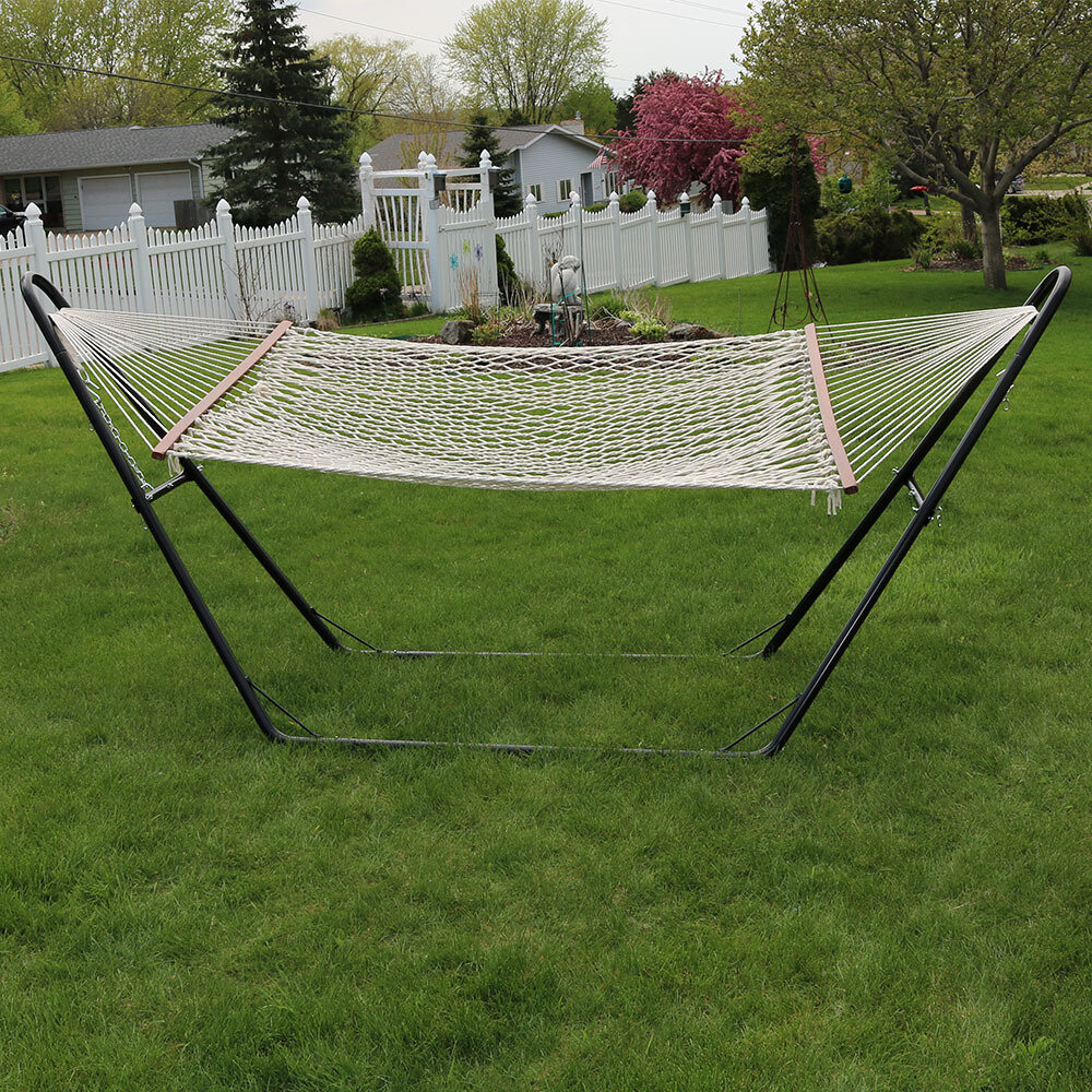 Longshore Tides Cauley Double Spreader Bar Hammock with Stand | Wayfair