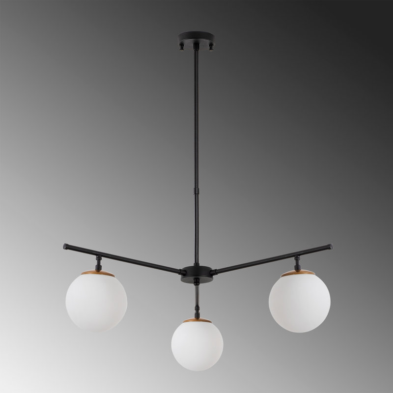 Rithland 3 - Light Sputnik Chandelier, 34.25cm H x 34.25cm W x 27.56cm D, Off White, Black