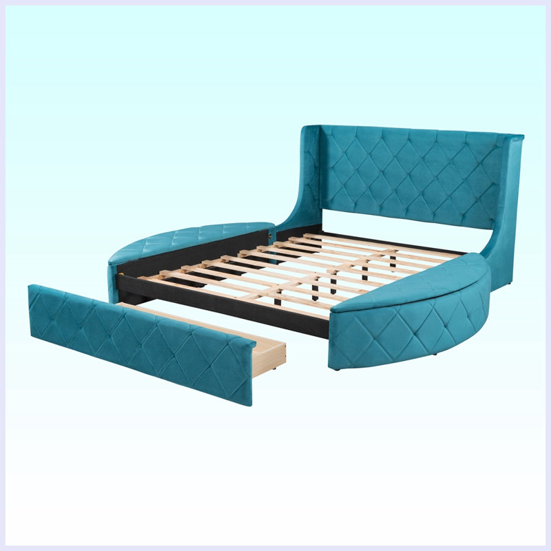 Londonderry Upholstered Platform Bed, Queen, Blue