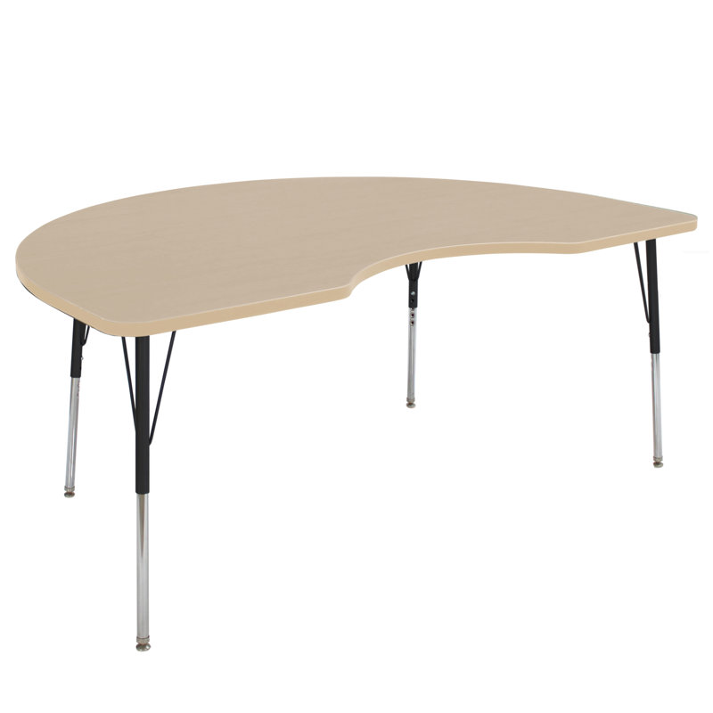Table d'activité avec pieds réglables La Madera, Grain d'érable / noir, Roulement pivotant standard, Noir