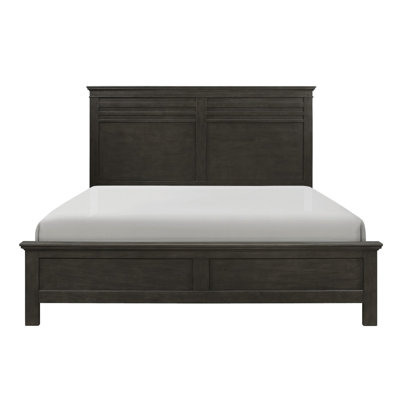 Chambre à coucher grand lit de style transitionnel - Panneau en bois blanc avec tête de lit et rails en bois