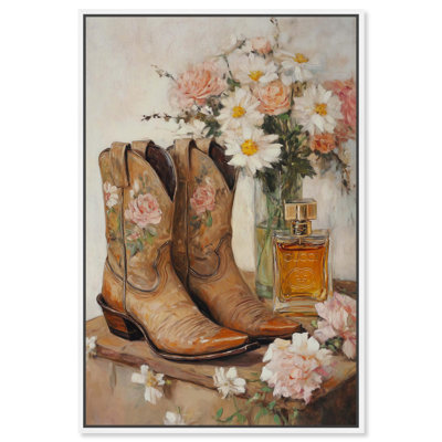 Delicate Floral Boots II Canvas Fashion Art Print by 