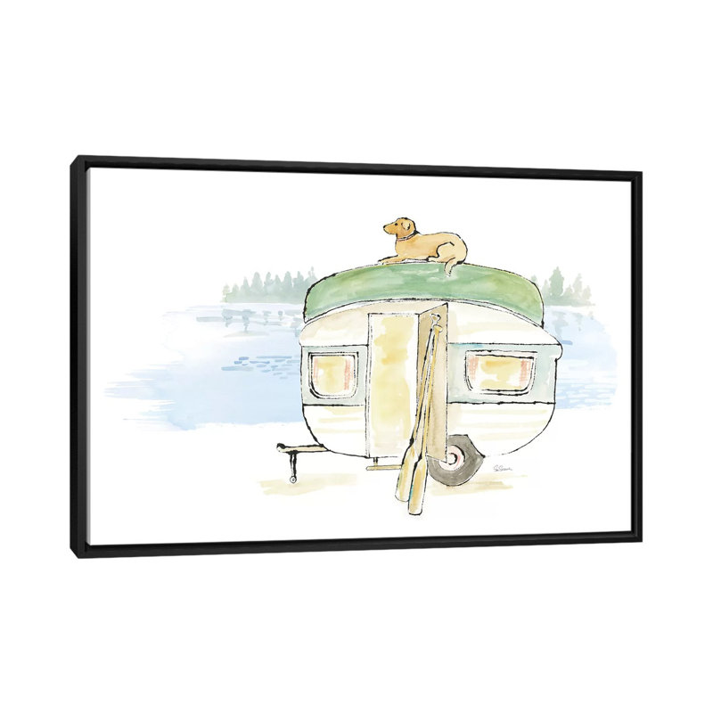 « lakeside days ii », reproduction sur toile tendue, H 18 po x l 26 po x P 1,5 po, Toile avec cadre noir, Pas de tapis