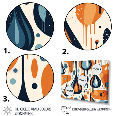 Orange orange bleu Mid-Century Balance I - imprimé