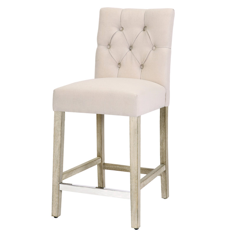 Tabouret de bar et de comptoir Wren, Tabouret de comptoir (siège d’une hauteur de 24, Beige, Gris antique