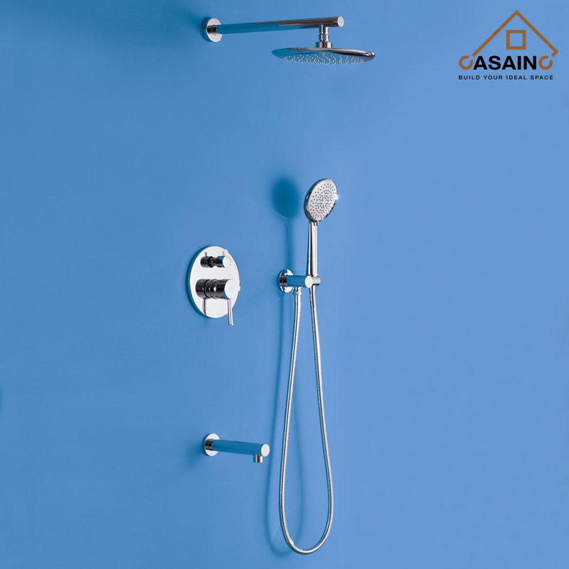 Chrome Multi-Head Rain Shower System with Handheld