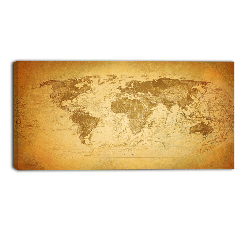 Carte classique rétro - impression d'art graphique, H 16 po x l 32 po x P 1 po, Toile tendue