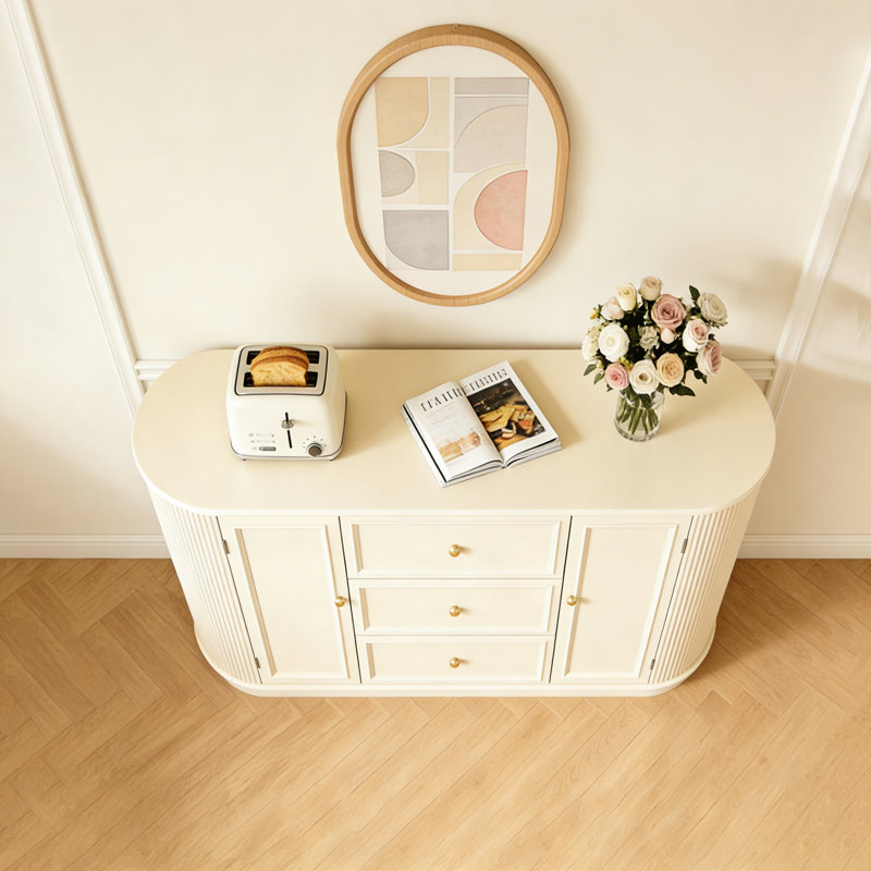 Buffet minimaliste en bois massif de style nordique, H 35,43 po x l 51,18 po x P 15,75 po