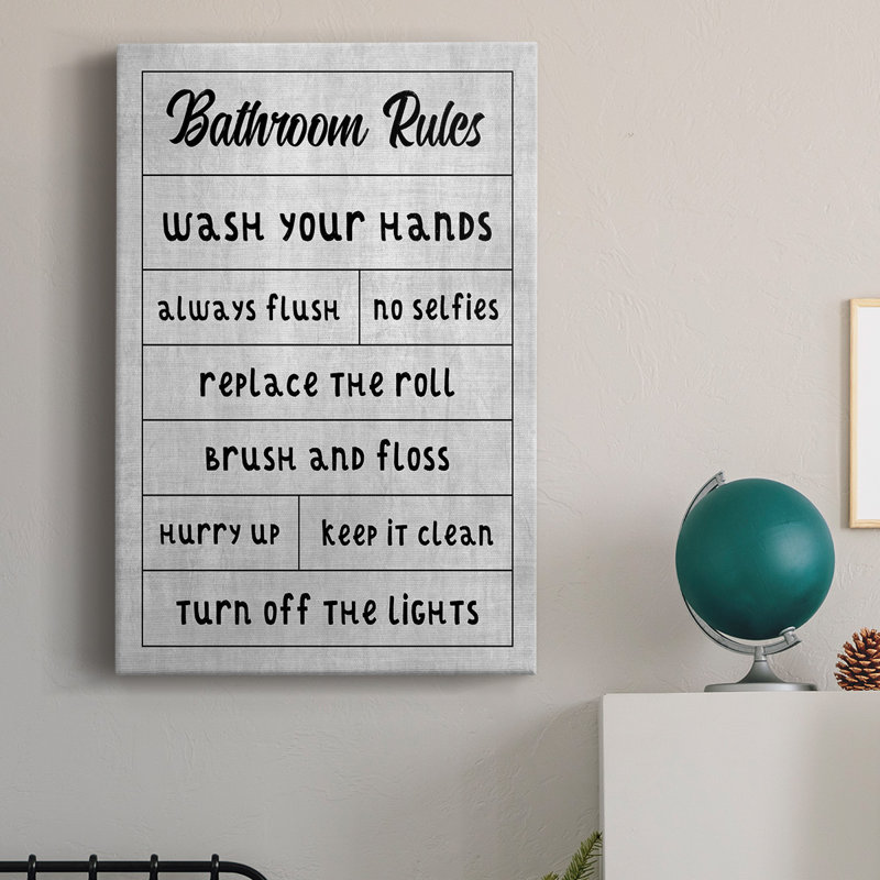 Ianos " Ianos Simple Bathroom Rules ", 27" H x 18" W x 1" D