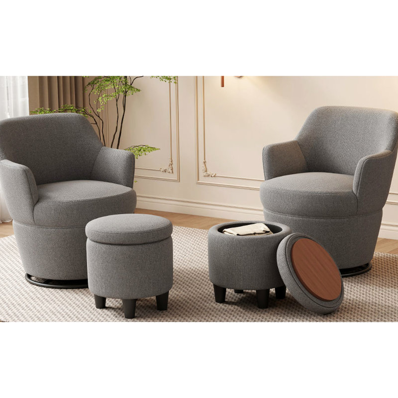 Fauteuil d'appoint pivotant à 360 ° avec siège gris - tissu moderne pour toutes les occasions