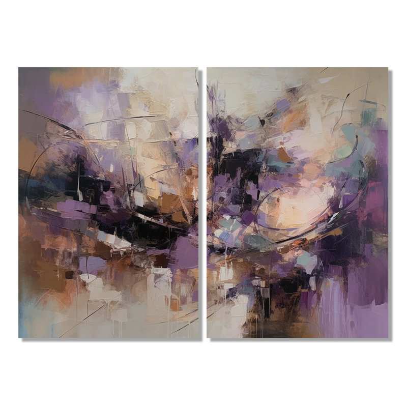 «Mauve Minimalims Enchantment» - art mural mauve, H 36 po x l 48 po, Toile tendue, Ne s’applique pas