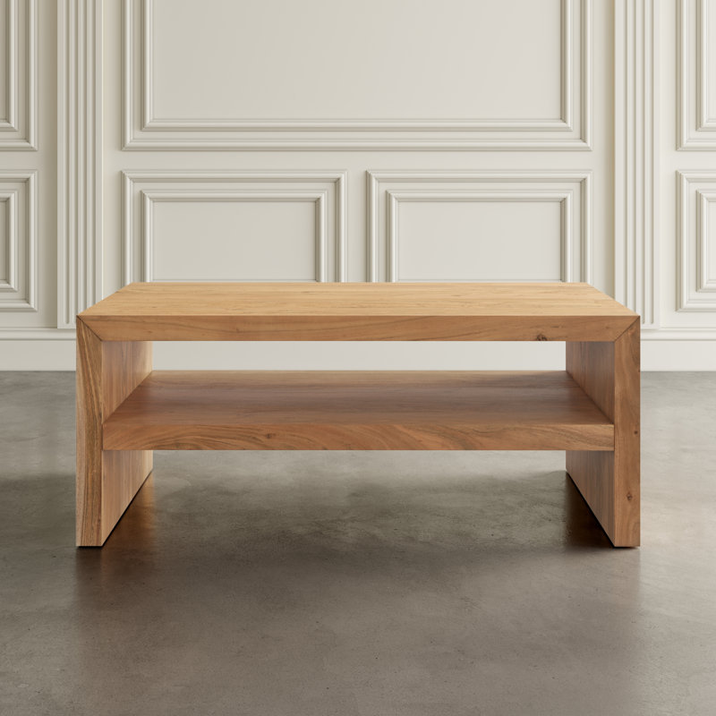 Chamniss Solid Wood Single Coffee Table, Brown Wood