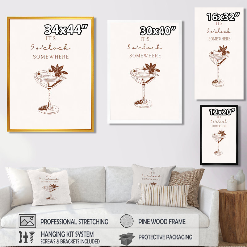 «It's 5 O'Hor Some Some - Cocktail», reproduction d'art mural, H 20 po x l 12 po x P 1 po, Toile tendue