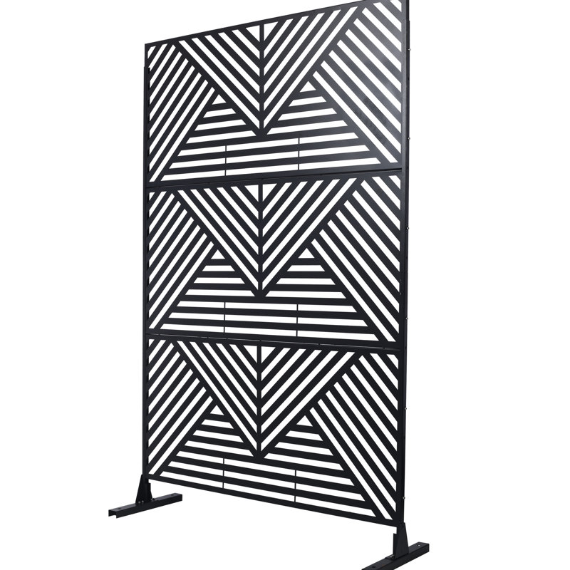 Écran d'intimité en métal l 76 po H48 - Extérieur et intérieur noir pour la construction de balcons, Noir