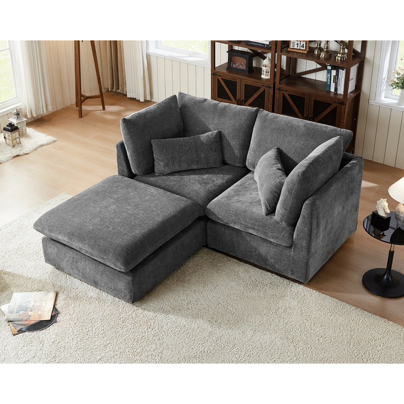 Oversized Chenille Modular Sofa Extra Deep Cloud Corduroy Sectional Couch With Ottoman Chaise Fsc Certified Fluffy Loveseat L Sofa