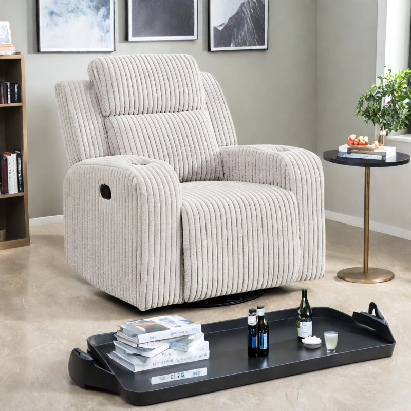Fauteuils inclinables confortables en fausse fourrure avec charge USB gris