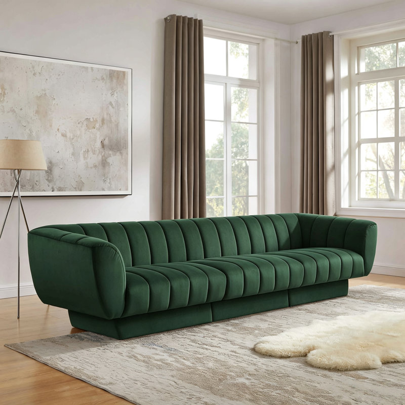 Canapé Chesterfield Siniya, H 30,3 po x l 122,8 po x P 34,2 po, 4, Vert