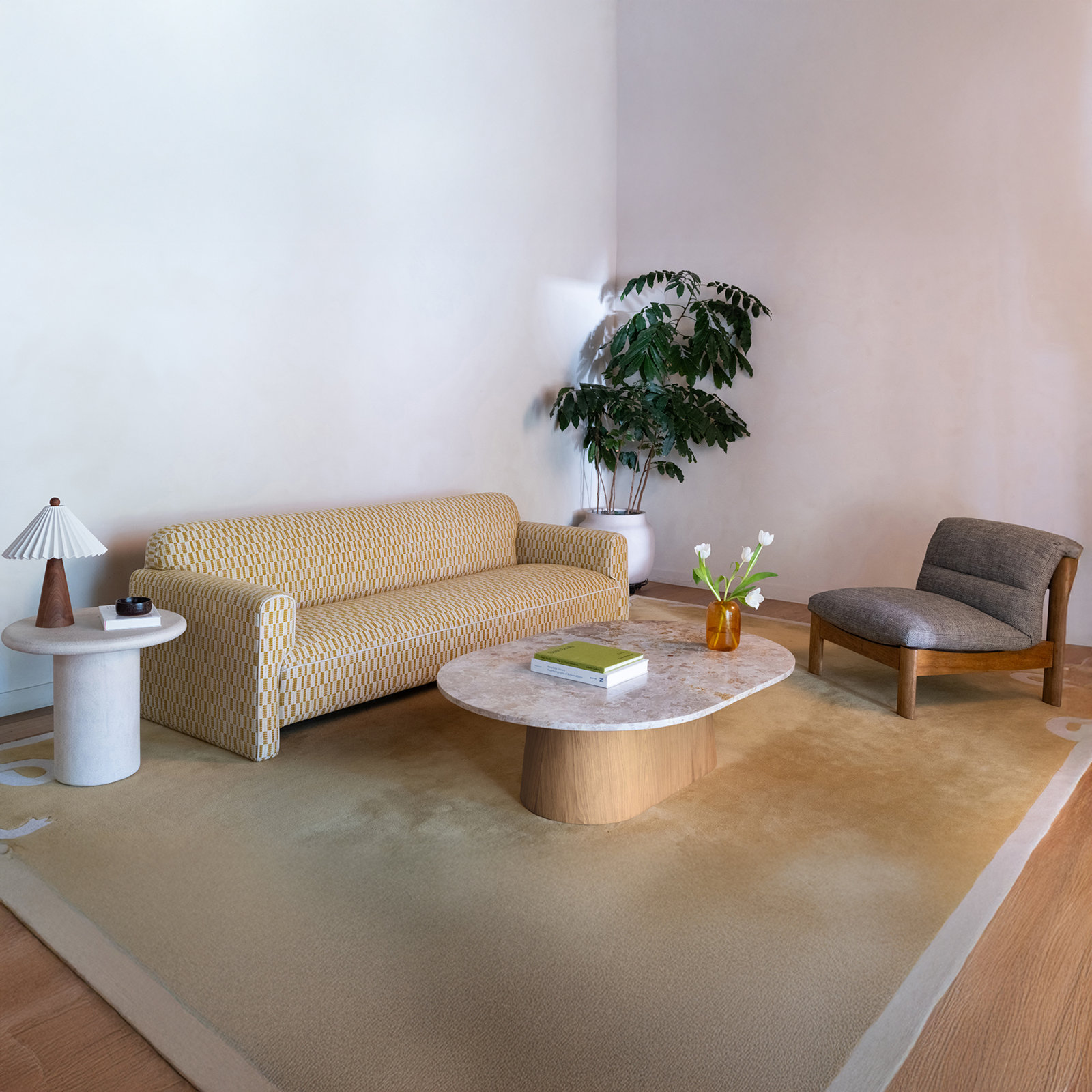 Bieke 90" Upholstered Sofa , Geometric Shapes Green