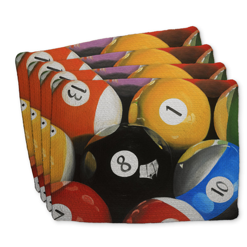 Pool Balls Closeup Braided Polyester Placemats Set of 4