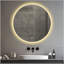 Miroir rond de salle de bain 32 po à DEL avec meuble-lavabo mural, anti-buée, 3 lumières réglables à température de couleur et à intensité variable, miroir de maquillage pour la chambre à coucher et la salle de bain, miroir intelligent pour la d?