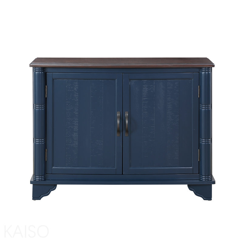 Console rétro 40 po, tablette de rangement réglable pour vestibule - bleu marine / brun