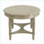 Table basse ronde mauve avec pieds en cabriole, tablette inférieure peu encombrante pour le salon