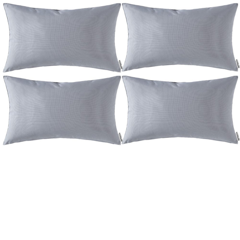 Ensemble de 4 housses de coussin imperméables pour l'extérieur, 14 po x 22 po, gris, Rectangulaire