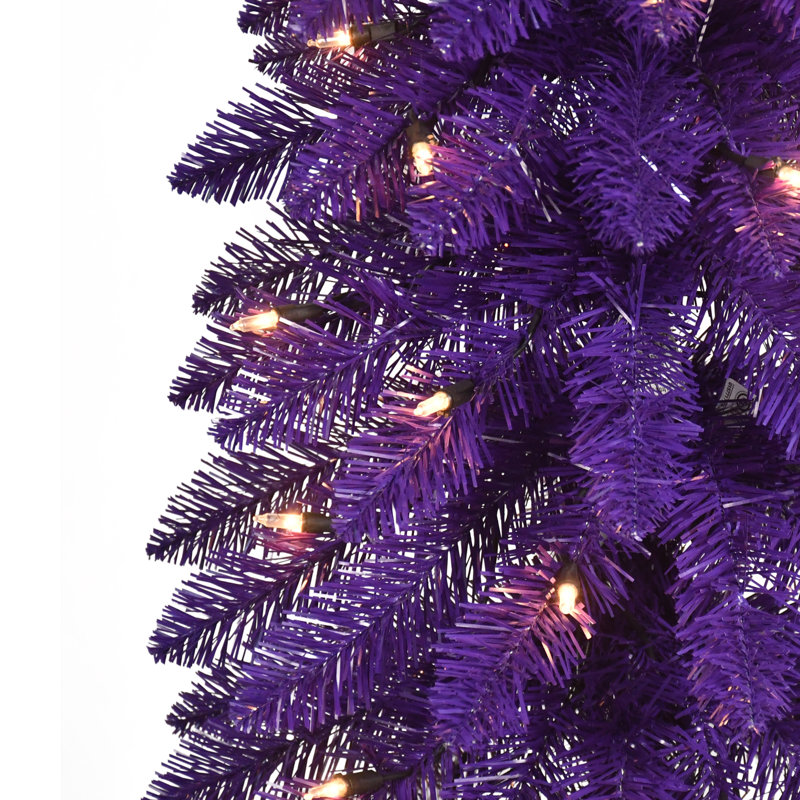 Arbre à crayons mauve artificiel 6 pi pré-éclairé
