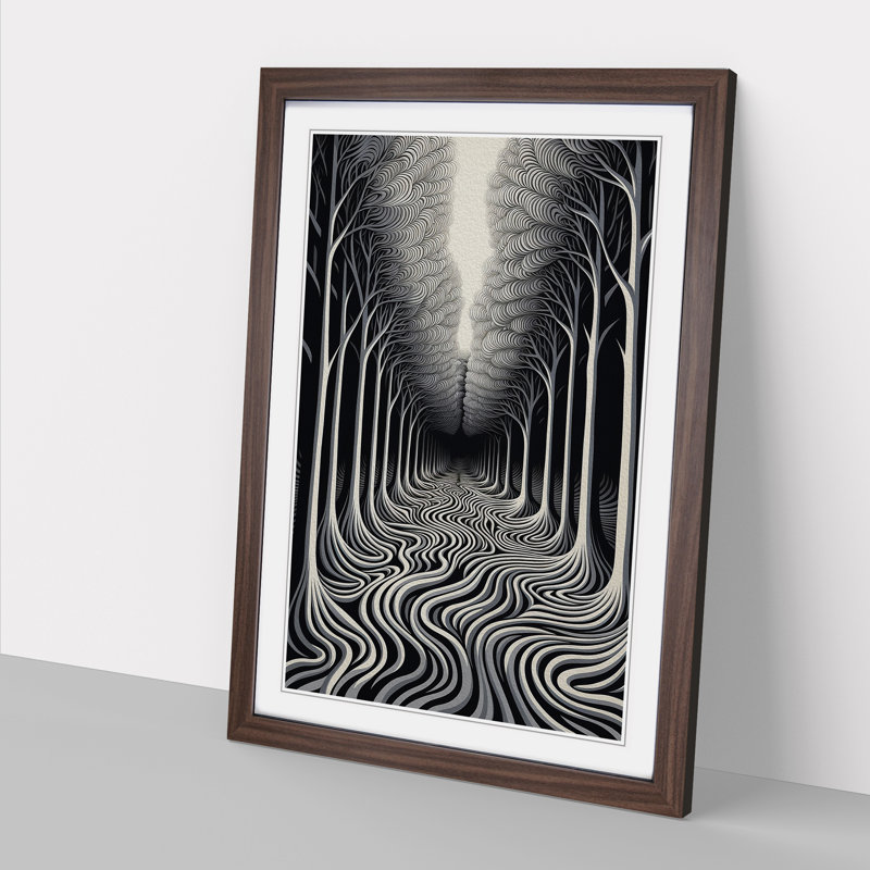 Single Picture Frame Print on Wood, 46cm H x 34cm W, Walnut Framed