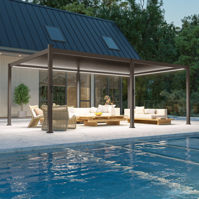 Metal Louvred Pergola with Solar LED