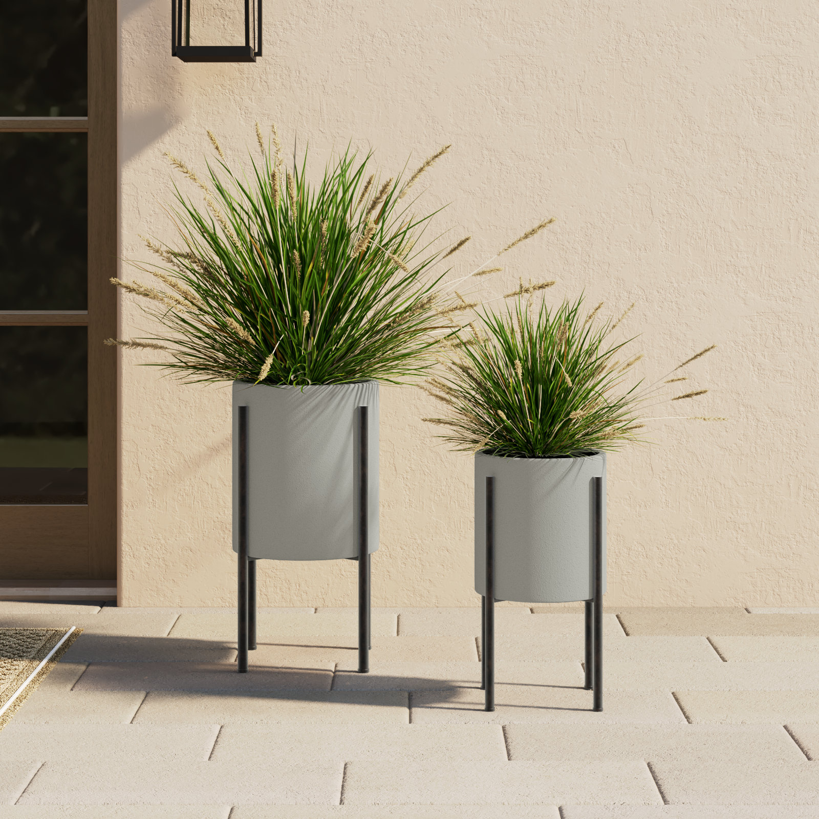 Stacia 13" Pot Planter, Light Gray