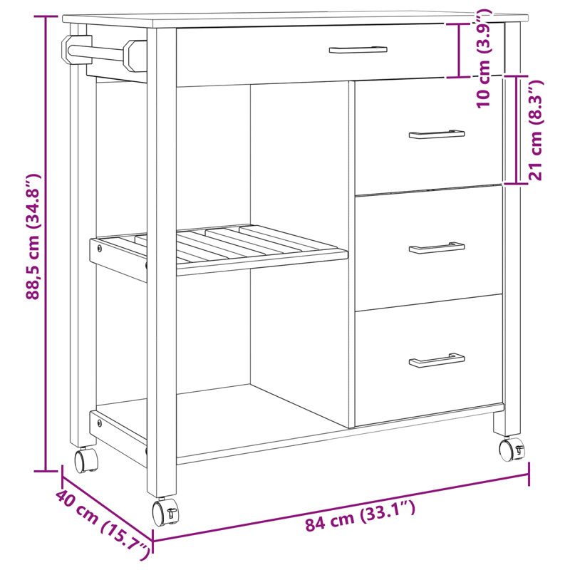 Solid Wood Bar Cart
