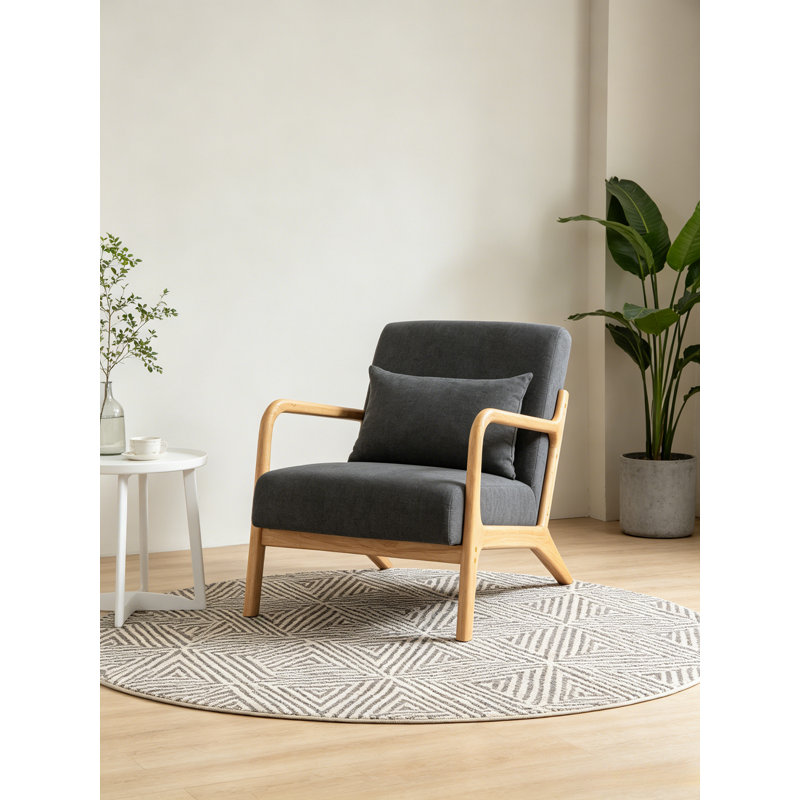 Chaise d'appoint Mid-Century moderne, fauteuil rembourré avec structure en bois, fauteuil de lecture confortable pour le salon, la chambre à coucher