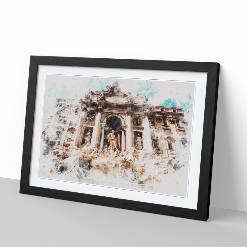 Trevi Fountain in Rome Vol.1 - Picture Frame Graphic Art, 36cm H x 48cm W x 2cm D, Black