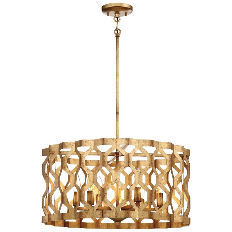 Coronade 5 - Light Dimmable Drum Chandelier, 11" H x 22" W x 22" D