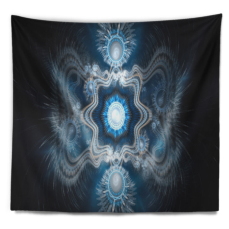 Tapisserie abstraite à motif cabalistique bleu clair, H 32 po x l 39 po