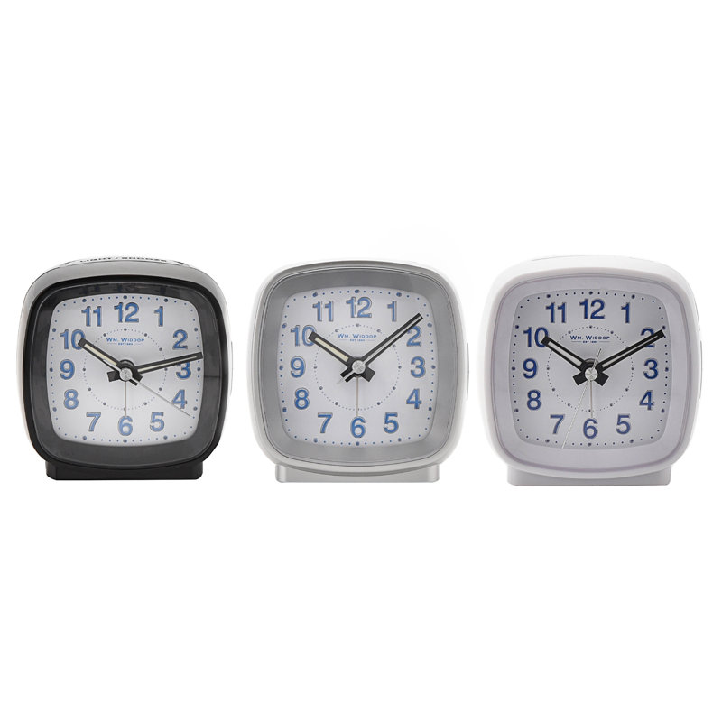 Analogue Quartz Movement / Crystal Alarm Tabletop Clock in White