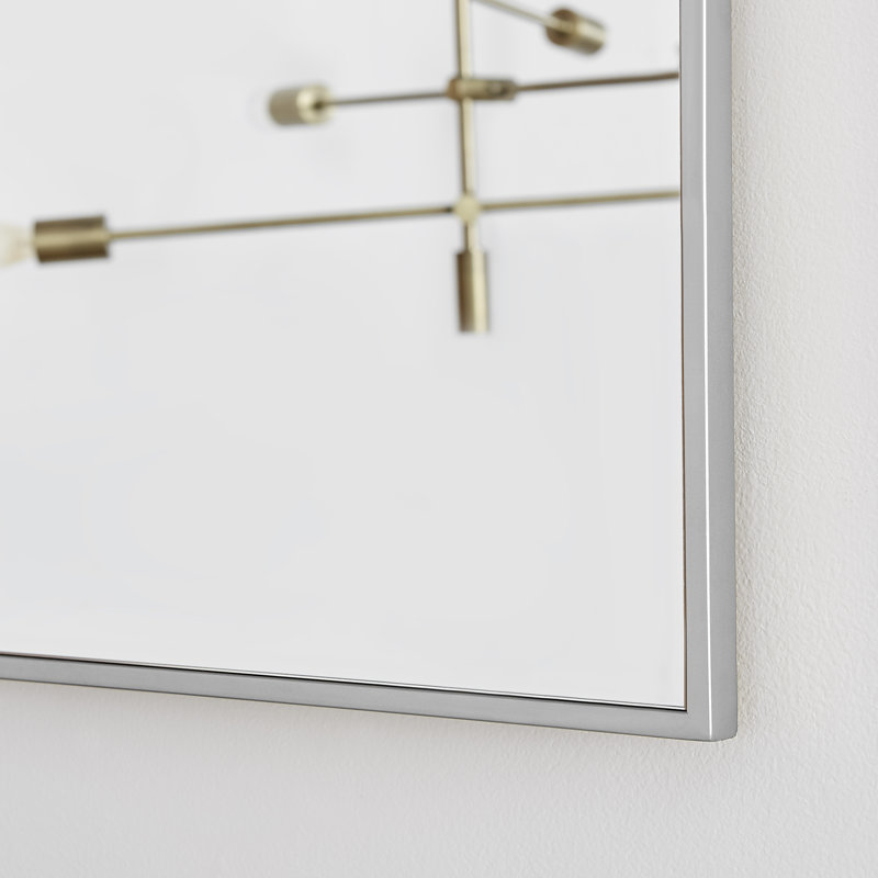 Alcantera Rectangle Metal Frame Wall Mirror - Simple and Elegant Modern Design, 47.2" x 31.5", Silver