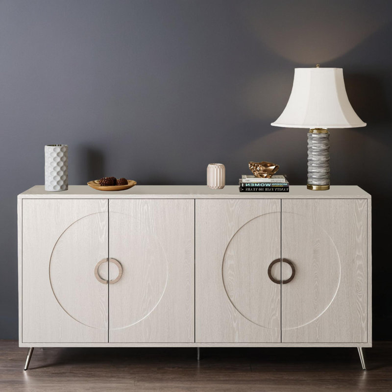 60" Console Table Entryway Sideboard for Hallway Living Room, Champagne/Silver