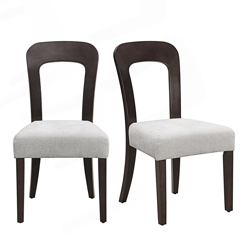 Ensemble de 2 chaises de salle à manger rembourrées, Gris, Marron foncé
