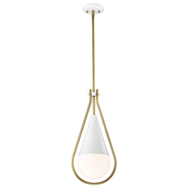 Marnix 1 - Light Teardrop Pendant, 60.5" H x 10" W x 10" D, Matte White/Natural Brass