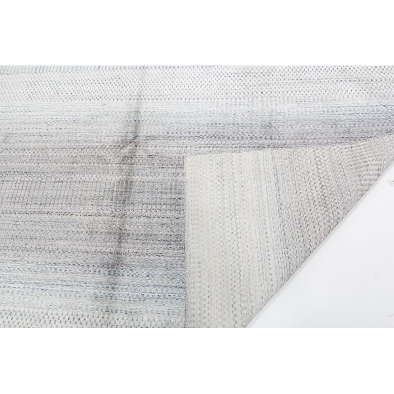 Striped Area Rug in White/Lilac, Rectangle 9' x 12'