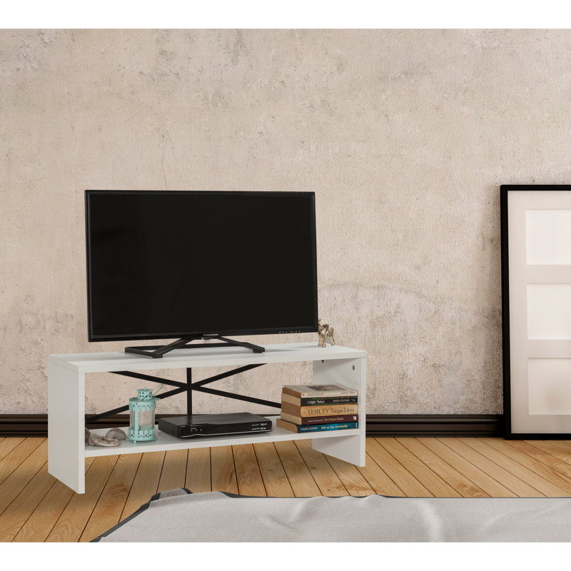 Meuble télé pour téléviseur de 32 po ou moins Davel, Blanc, 90"