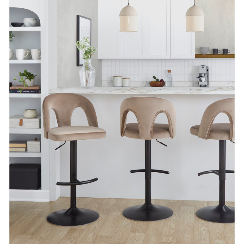 Tabouret de bar réglable, Noir, Taupe