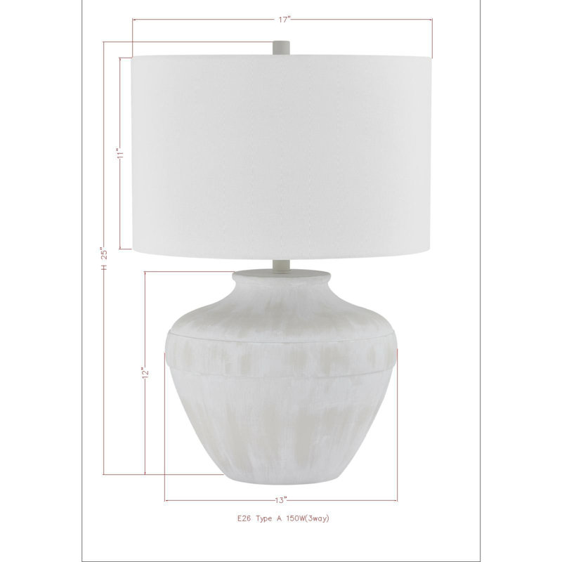 Paula 25" Table Lamp with Linen Shade, Brushed Off-White