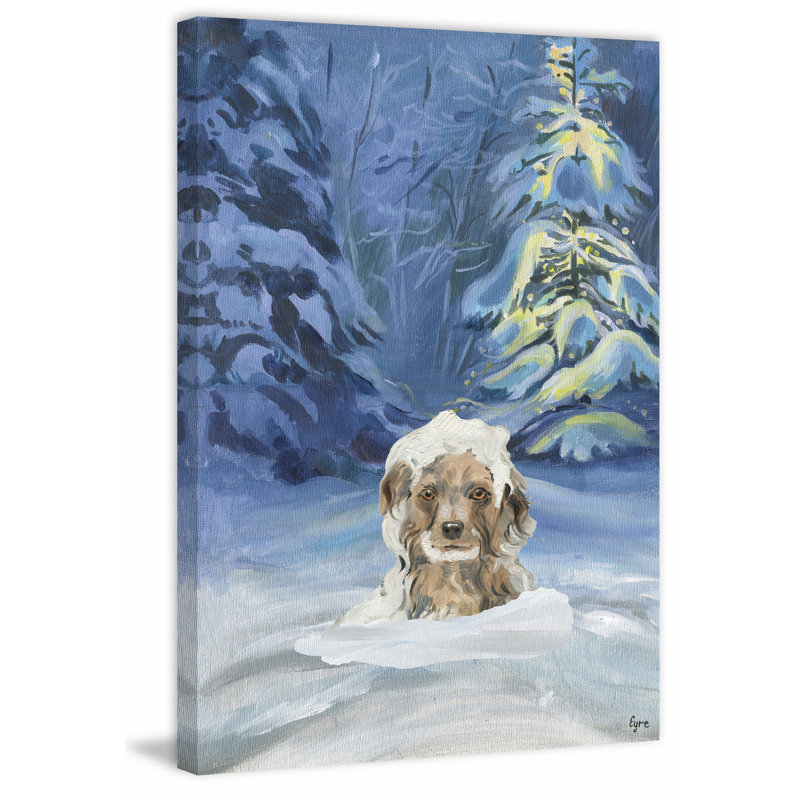 «Jouant dans la neige», reproduction d'art sur toile tendue, 18" H x 12" L x 1,5" D