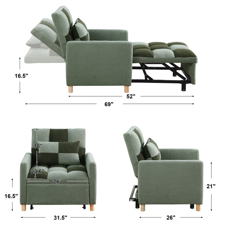 Chaise longue rembourrée Akuol, Vert / vert foncé Teddy